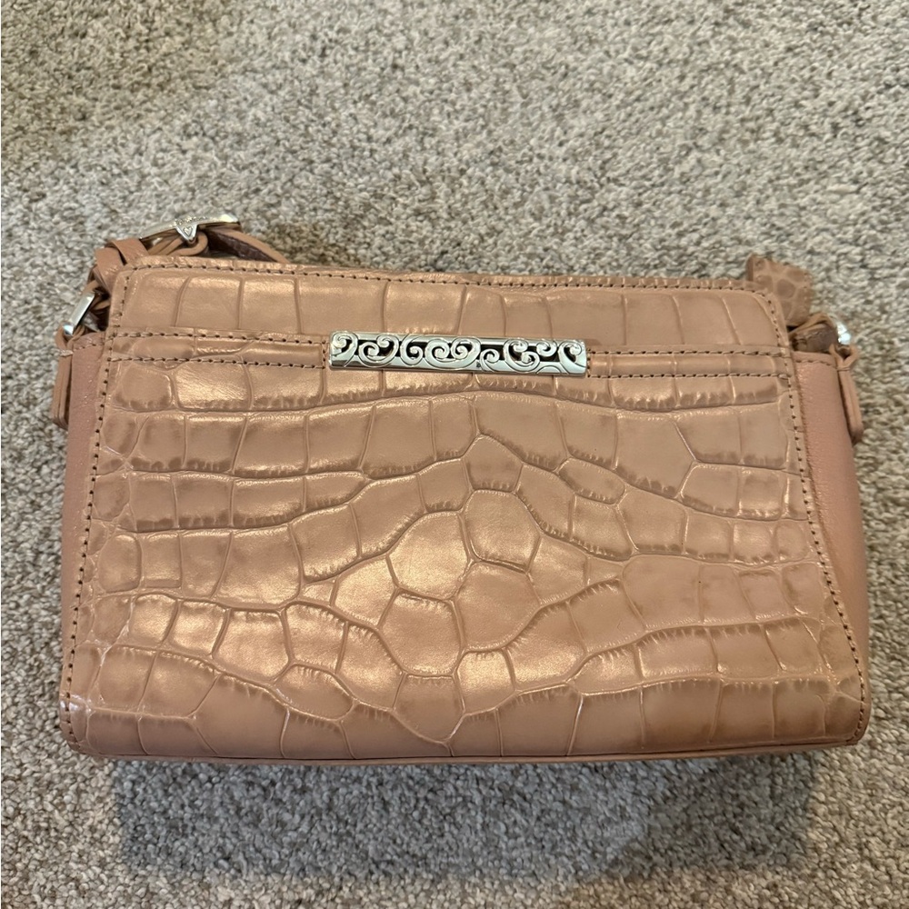 Brighton Tan Crocodile-Embossed Crossbody Bag